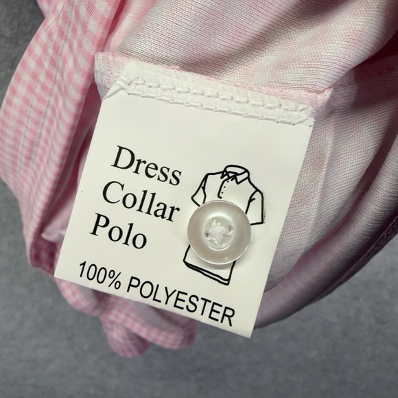 Collars & Co Dress Collar Polo Shirt Mens Small Pink Check Performance Stretch - Picture 6 of 7